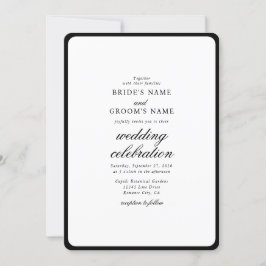 Invitación Elegante Boda de Monograma Blanco Negro Minimalist