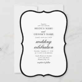 Invitación Elegante Boda de Monograma Blanco Negro Minimalist