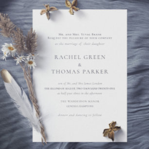 Invitación Elegante Boda de Monograma Blanco y Negro