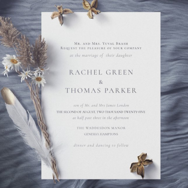 Invitación Elegante Boda de Monograma Blanco y Negro (Elegant Black & White Formal Monogram Wedding Invitation)