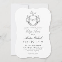 Elegante Boda de Monograma Blanco y Negro