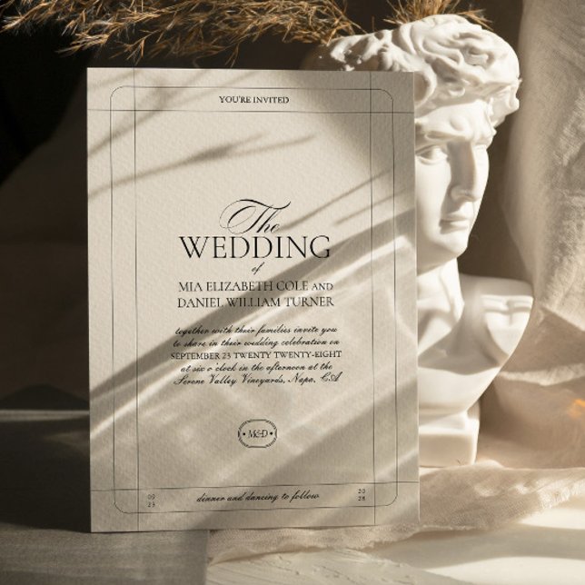 Invitación Elegante Boda de Monograma Clásico de Lujo Gris Cl (Subido por el creador)