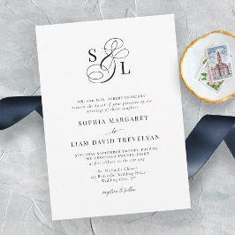 Invitación Elegante Boda de monograma clásico formal