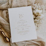 Invitación Elegante Boda de Monograma con Guión Dorado<br><div class="desc">Esta elegante invitación a una boda en monograma de escritura dorada es perfecta para un simple boda. El minimalista diseño dorado y blanco presenta una elegante tipografía romántica con un estilo moderno de cristal. Personalizable de cualquier color. Mantenga el diseño minimalista y elegante, como está, o lo personalice añadiendo sus...</div>