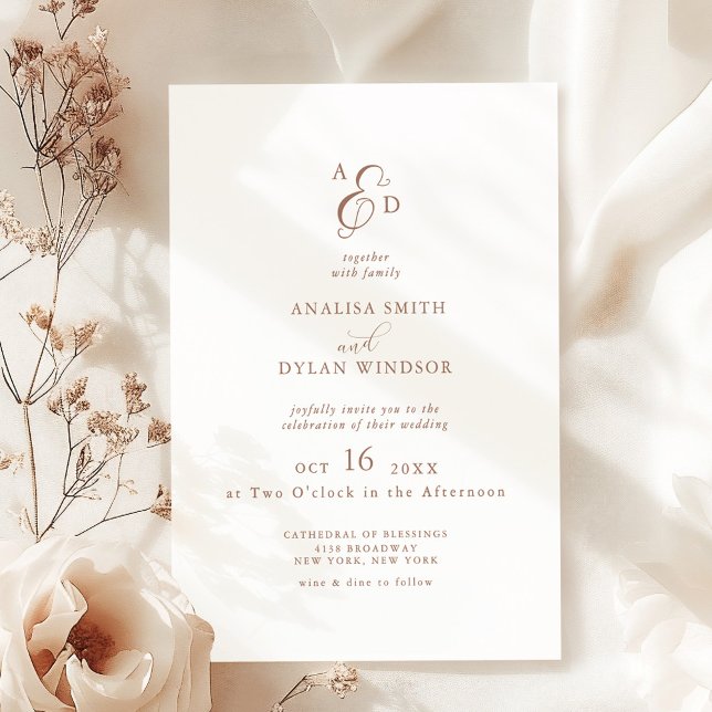 Invitación Elegante Boda de Monograma de Ampersand Mocha Mous (Subido por el creador)