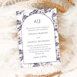 Invitación Elegante Boda de Monograma de Arco Floral