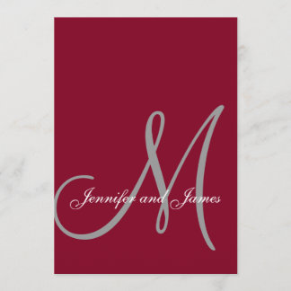 Invitación Elegante Boda de Monograma de escritura de Borgoña