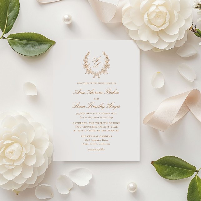 Invitación Elegante Boda de monograma de floral (Subido por el creador)