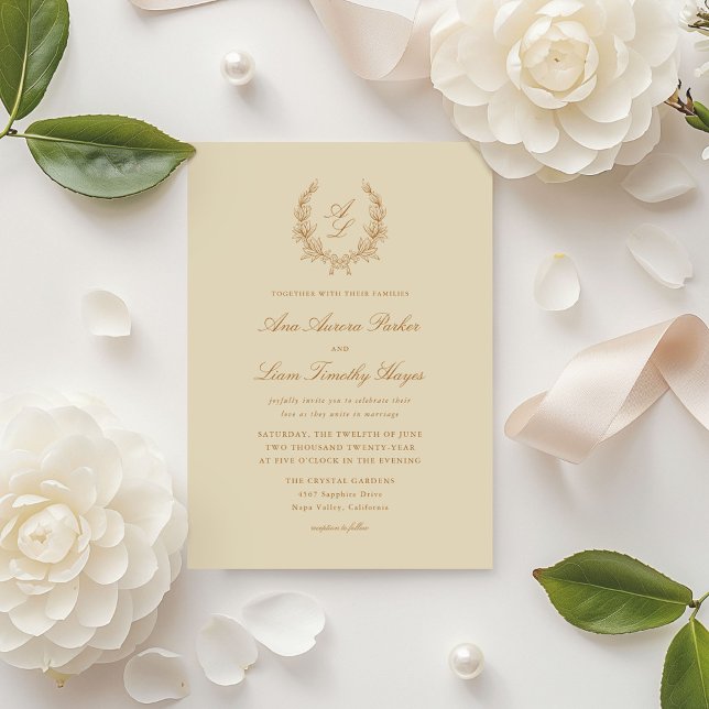 Invitación Elegante Boda de monograma de floral (Subido por el creador)