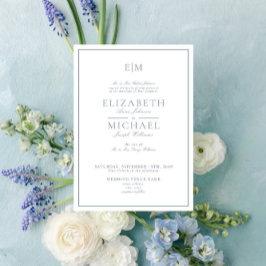 Invitación Elegante Boda de Monograma de Guión Clásico Dusty 