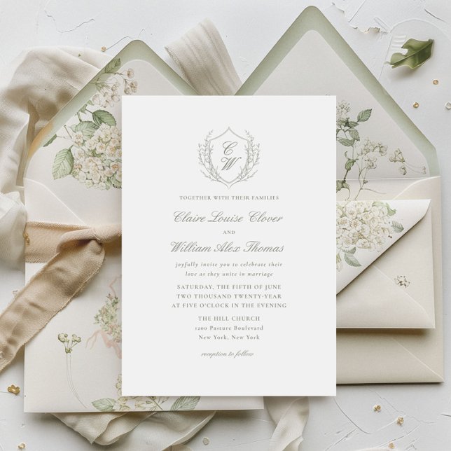 Invitación Elegante Boda de monograma de guirnaldas botánicas (Subido por el creador)