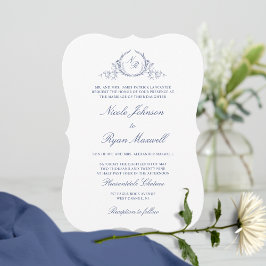 Invitación Elegante Boda de Monograma de la Marina Formal