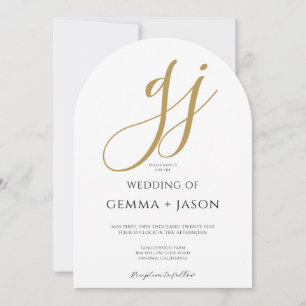 Invitación Elegante Boda de Monograma de Oro Moderno