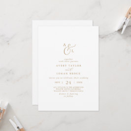 Invitación Elegante Boda de Monograma Delantero y Atrás con G