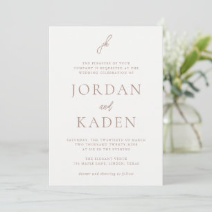 Invitación Elegante Boda de Monograma Earthy Neutral Script