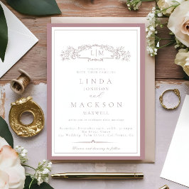Invitación Elegante Boda de Monograma Escudo Mauve & Terracot