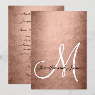 Invitación Elegante Boda de Monograma Faux Rosa Gold