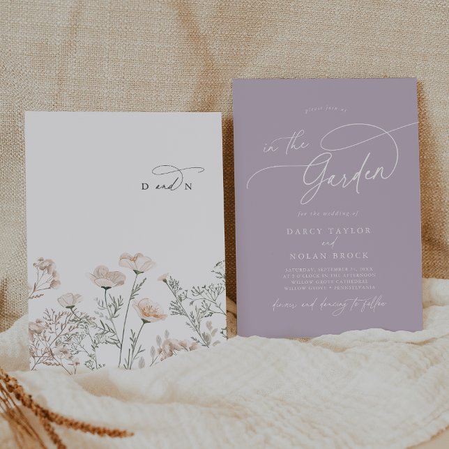 Invitación Elegante Boda de Monograma Flor violeta (Subido por el creador)