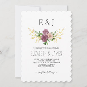 Invitación Elegante Boda de Monograma Floral Primavera
