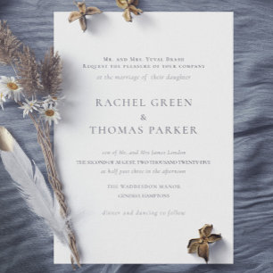 Invitación Elegante Boda de Monograma Formal Blanco y Negro