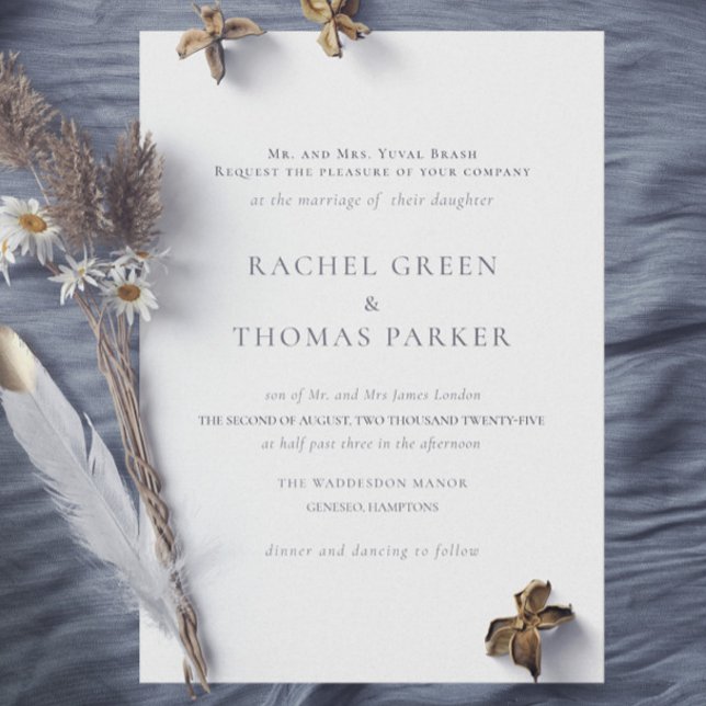 Invitación Elegante Boda de Monograma Formal Blanco y Negro (Elegant Black & White Formal Wedding Invitation)