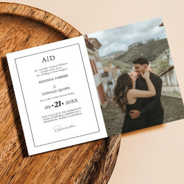 Invitación Elegante Boda de Monograma Minimalista fotográfico
