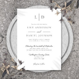 Invitación Elegante Boda de Monograma Minimalista Moderno