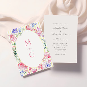Invitación Elegante Boda de Monograma Regencia Floral