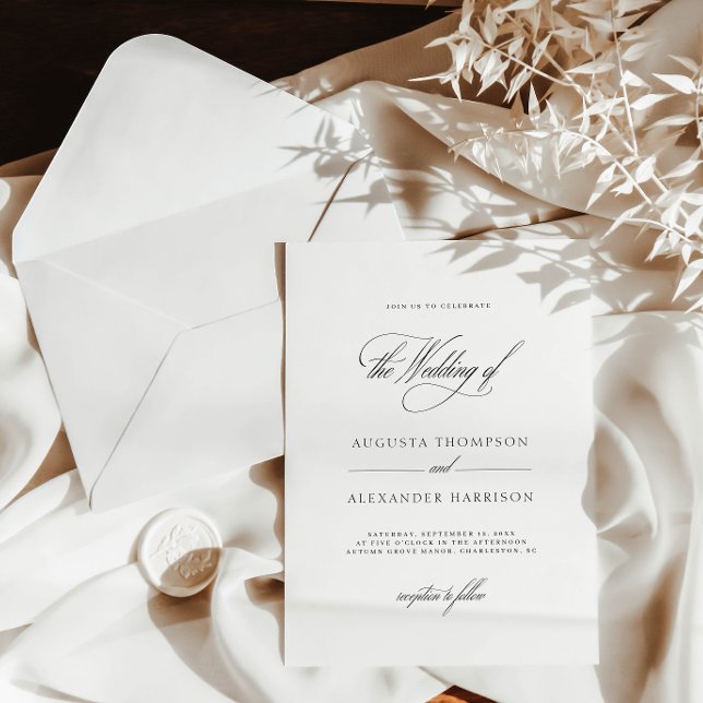 Invitación Elegante Boda de Monograma Romántico (Elegant Romantic Monogram Classy Wedding Invitation)