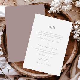 Invitación Elegante Boda de Monograma Taupe