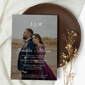 Invitación Elegante Boda de Monograma Transparente de Fotogra