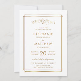 Invitación Elegante Boda de Montaña Blanca y de Oro