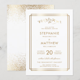 Invitación Elegante Boda de Montaña Blanca y de Oro