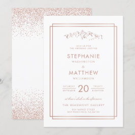 Invitación Elegante Boda de Montaña de Oro Blanco y Rosa
