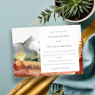 Invitación Elegante Boda de Naranja de otoño de  de árboles d