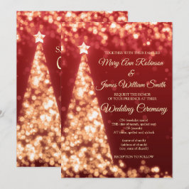 Invitación Elegante Boda de Navidad con tema Rojo y Dorado