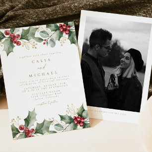 Invitación Elegante Boda de Navidad de Invierno con Acuarela