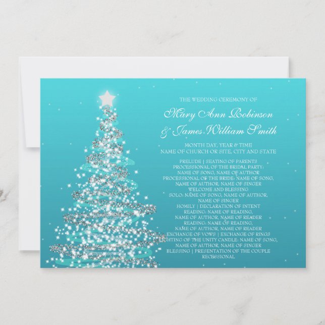 Invitación Elegante boda de Navidad Turquesa (Anverso)