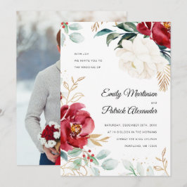 Invitación Elegante Boda de Navidades Botánicos Florales