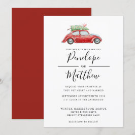 Invitación Elegante Boda de Navidades de autos rusos acuático