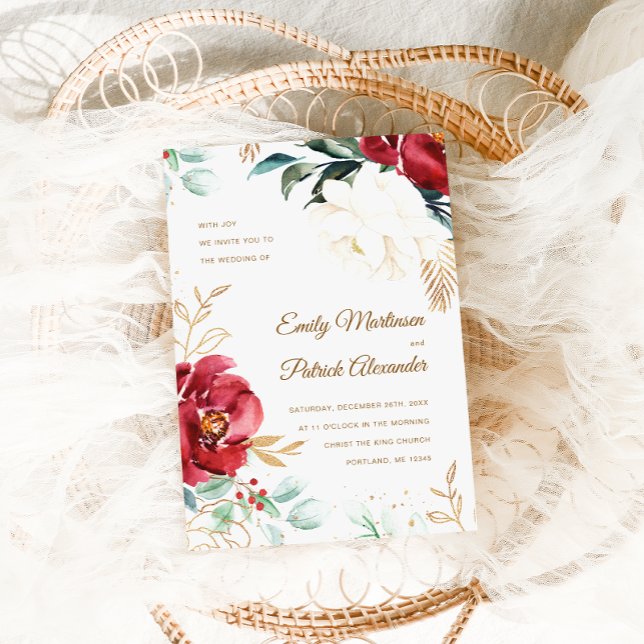 Invitación Elegante Boda de Navidades de fotografía floral (Subido por el creador)