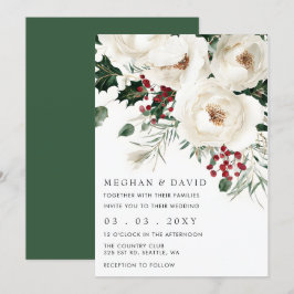Invitación Elegante Boda de Navidades de invierno rojo blanco