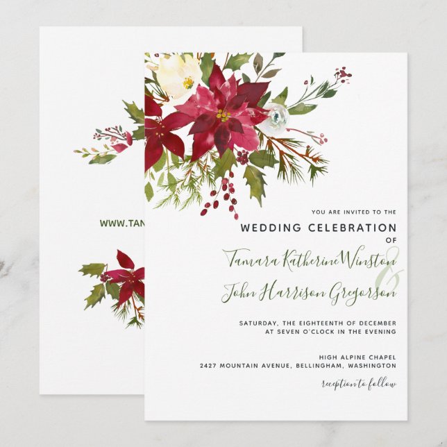 Invitación Elegante Boda de Navidades de la energía verde de  (Anverso / Reverso)
