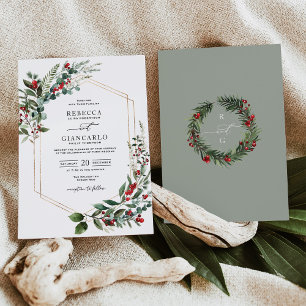 Invitación Elegante Boda de Navidades de la energía verde de