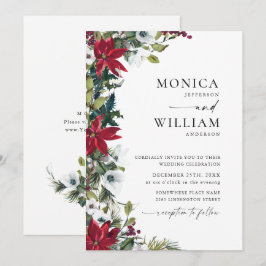Invitación Elegante Boda de Navidades de la Poinsettia Roja