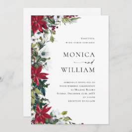 Invitación Elegante Boda de Navidades de la Poinsettia Roja