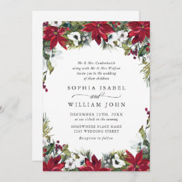 Invitación Elegante Boda de Navidades de la Poinsettia Roja