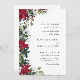 Invitación Elegante Boda de Navidades de la Poinsettia Roja