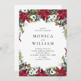 Invitación Elegante Boda de Navidades de la Poinsettia Roja