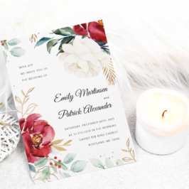 Invitación Elegante Boda de Navidades florales de invierno